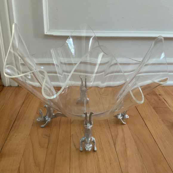 Arthur Court Vintage Handstand Bunny Rabbit Fluted Lucite Salad Fruit Bowl - Picture 6 of 11